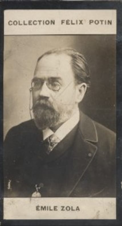 Photographie de la collection Félix Potin (4 x 7,5 cm) représentant : Emile Zola, homme de lettres.. ZOLA Emile Photo Nadar.