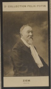 Photographie de la collection Félix Potin (4 x 7,5 cm) représentant : Félix Ziem, peintre.. ZIEM Félix - (Photo de la 2e collection Félix Potin) 