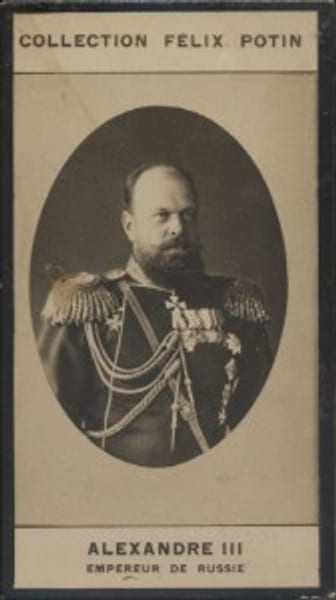Photographie de la collection F&eacute;lix Potin (4 x 7,5 cm) repr&eacute;sentant : Empereur Alexandre III de Russie.. ALEXANDRE III - Empereur de Russie 