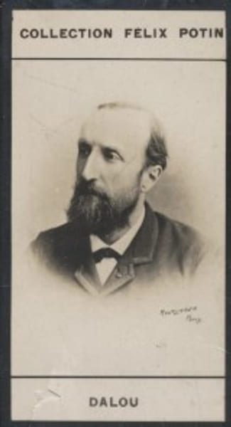 Photographie de la collection F&eacute;lix Potin (4 x 7,5 cm) repr&eacute;sentant : Jules Dalou, sculpteur.. DALOU (Jules) Photo Reutlinger.