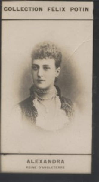 Photographie de la collection F&eacute;lix Potin (4 x 7,5 cm) repr&eacute;sentant : Alexandra - Reine d'Angleterre. ALEXANDRA - Reine d'Angleterre 