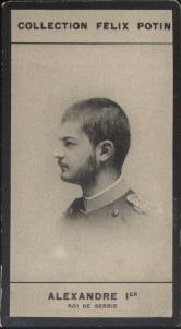 Photographie de la collection Félix Potin (4 x 7,5 cm) représentant : Alexandre Ier - Roi de Serbie.. ALEXANDRE Ier - Roi de Serbie 