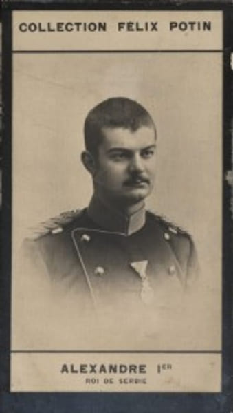 Photographie de la collection F&eacute;lix Potin (4 x 7,5 cm) repr&eacute;sentant : Alexandre Ier - Roi de Serbie.. ALEXANDRE Ier - Roi de Serbie 