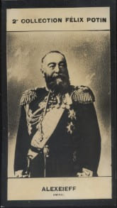 Photographie de la collection Félix Potin (4 x 7,5 cm) représentant : Amiral Alexeieff.