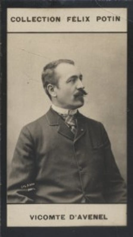 Photographie de la collection Félix Potin (4 x 7,5 cm) représentant : Georges d'Avenel. Homme de lettres.. AVENEL (Vicomte d') - (Photo de la 2e ...
