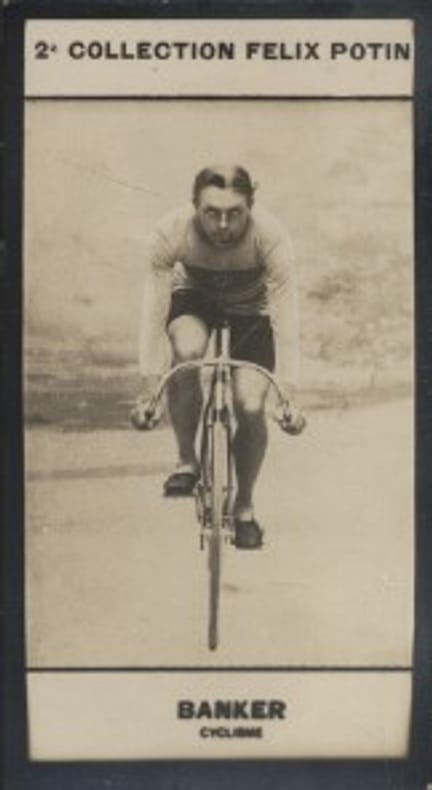 Photographie de la collection Félix Potin (4 x 7,5 cm) représentant : Georges Banker, coureur cycliste.. BANKER (Georges) - (Photo de la 2e collection ...