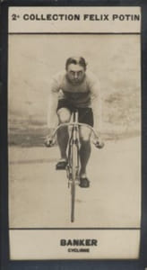 Photographie de la collection Félix Potin (4 x 7,5 cm) représentant : Georges Banker, coureur cycliste.