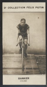 Photographie de la collection Félix Potin (4 x 7,5 cm) représentant : Georges Banker, coureur cycliste.. BANKER (Georges) - (Photo de la 2e collection ...