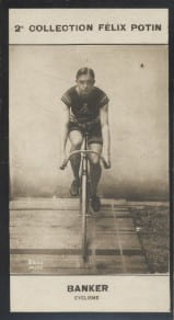 Photographie de la collection Félix Potin (4 x 7,5 cm) représentant : Georges Banker, coureur cycliste.