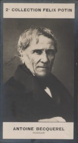 Photographie de la collection Félix Potin (4 x 7,5 cm) représentant : Antoine Becquerel, physicien.