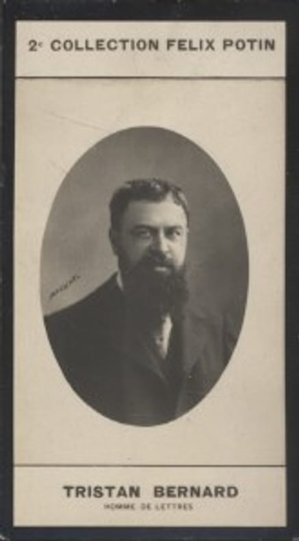 Photographie de la collection Félix Potin (4 x 7,5 cm) représentant : Tristan Bernard, homme de lettres.. BERNARD (Tristan) - (Photo de la 2e ...
