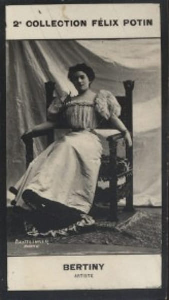 Photographie de la collection F&eacute;lix Potin (4 x 7,5 cm) repr&eacute;sentant : Bertiny, artiste.. BERTINY (Jeanne-Cl&eacute;mentine) - (Photo de la 2e collection ...