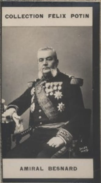 Photographie de la collection F&eacute;lix Potin (4 x 7,5 cm) repr&eacute;sentant : Amiral Armand Besnard. BESNARD (Amiral) Photo Boyer.