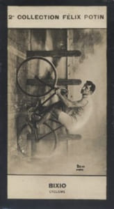 Photographie de la collection Félix Potin (4 x 7,5 cm) représentant : Luigi Bixio, cycliste.