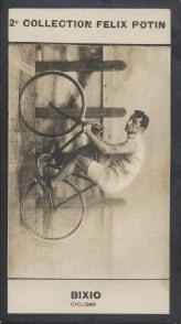 Photographie de la collection F&eacute;lix Potin (4 x 7,5 cm) repr&eacute;sentant : Luigi Bixio, cycliste.. BIXIO (Luigi) - (Photo de la 2e collection F&eacute;lix Potin) 