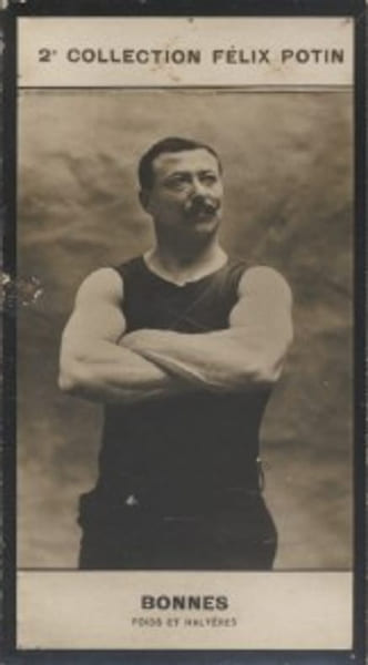 Photographie de la collection F&eacute;lix Potin (4 x 7,5 cm) repr&eacute;sentant : Joseph Bonnes, halt&eacute;rophile.. BONNES (Joseph) - (Photo de la 2e collection F&eacute;lix ...