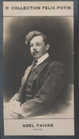 Photographie de la collection F&eacute;lix Potin (4 x 7,5 cm) repr&eacute;sentant : Abel Faivre, peintre et illustrateur.. FAIVRE (Abel) - (Photo de la 2e ...