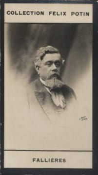 Photographie de la collection Félix Potin (4 x 7,5 cm) représentant : Armand Fallières, homme politique.. FALLIERES (Armand)