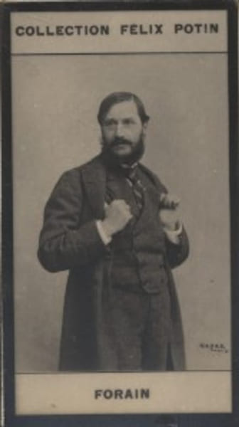 Photographie de la collection F&eacute;lix Potin (4 x 7,5 cm) repr&eacute;sentant : Jean-Louis Forain, illustrateur.. FORAIN (Jean-Louis) Photo Nadar.