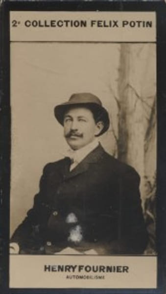 Photographie de la collection F&eacute;lix Potin (4 x 7,5 cm) repr&eacute;sentant : Henry Fournier, champion automobile.. FOURNIER (Henry) - (Photo de la 2e ...