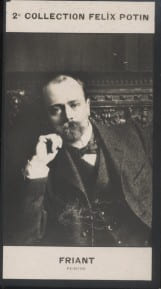 Photographie de la collection Félix Potin (4 x 7,5 cm) représentant : Emile Friant, peintre.