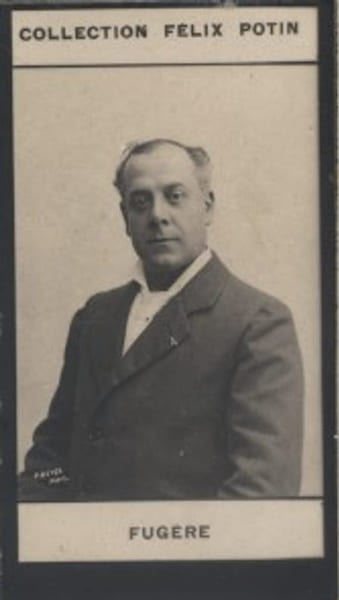 Photographie de la collection F&eacute;lix Potin (4 x 7,5 cm) repr&eacute;sentant : Lucien Fug&egrave;re, artiste lyrique.. FUGERE (Lucien) Photo Boyer.