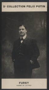 Photographie de la collection F&eacute;lix Potin (4 x 7,5 cm) repr&eacute;sentant : Fursy (Henry Dreyfus), auteur de chansons.. FURSY (Ed.) - (Photo de la 2e ...