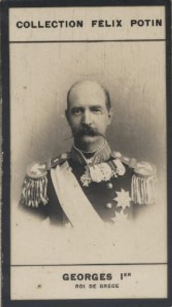 Photographie de la collection F&eacute;lix Potin (4 x 7,5 cm) repr&eacute;sentant : Georges Ier - Roi de Gr&egrave;ce.. GEORGES Ier - Roi de Gr&egrave;ce 