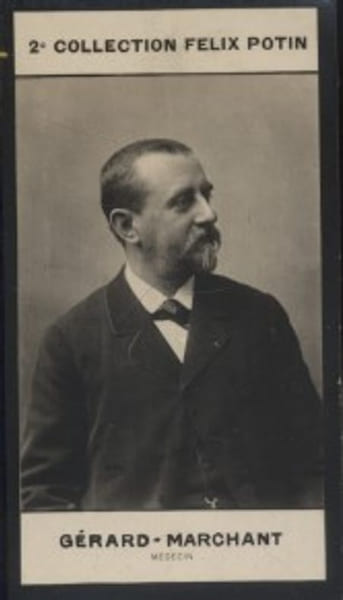 Photographie de la collection F&eacute;lix Potin (4 x 7,5 cm) repr&eacute;sentant : Joseph G&eacute;rard-Marchant, m&eacute;decin.. GERARD-MARCHANT (Joseph) - (Photo de la 2e ...