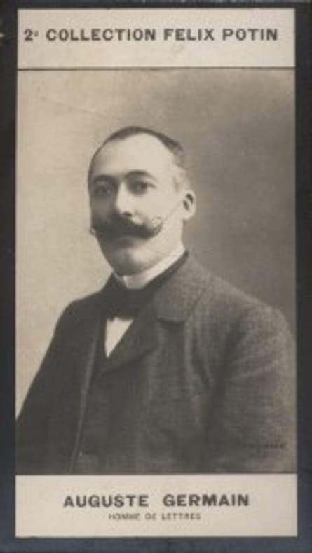 Photographie de la collection Félix Potin (4 x 7,5 cm) représentant : Auguste Germain, homme de lettres.. GERMAIN (Auguste) - (Photo de la 2e ...