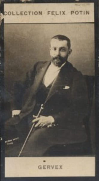 Photographie de la collection F&eacute;lix Potin (4 x 7,5 cm) repr&eacute;sentant : Henri Gervex, peintre.. GERVEX (Henri) Photo Pierre Petit.