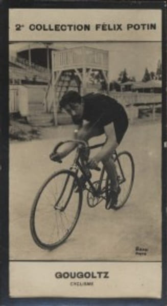 Photographie de la collection F&eacute;lix Potin (4 x 7,5 cm) repr&eacute;sentant : Andr&eacute; Gougoltz, coureur cycliste.. GOUGOLTZ (Andr&eacute;) - (Photo de la 2e collection ...