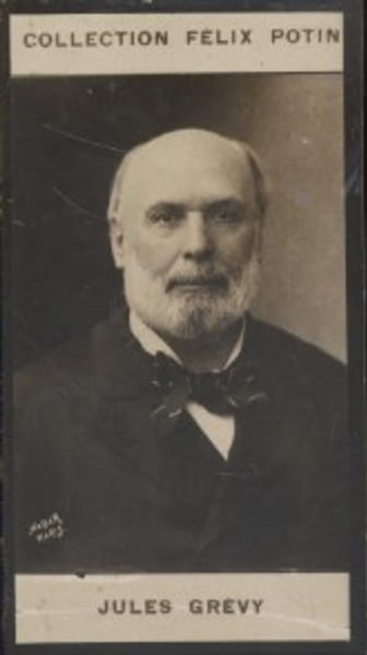 Photographie de la collection F&eacute;lix Potin (4 x 7,5 cm) repr&eacute;sentant : Jules Gr&eacute;vy, homme politique.. GREVY (Jules) Photo Nadar.