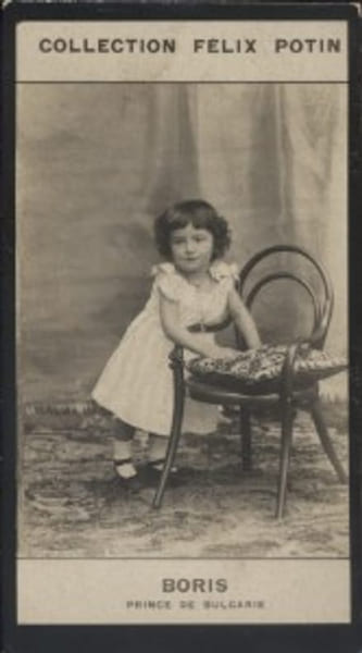 Photographie de la collection F&eacute;lix Potin (4 x 7,5 cm) repr&eacute;sentant : Prince h&eacute;ritier Boris de Bulgarie.. BORIS - Prince de Bulgarie 