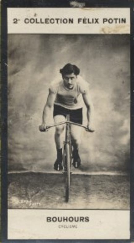 Photographie de la collection Félix Potin (4 x 7,5 cm) représentant : Jules Bouhours, cycliste.. BOUHOURS (Jules) - (Photo de la 2e collection Félix ...