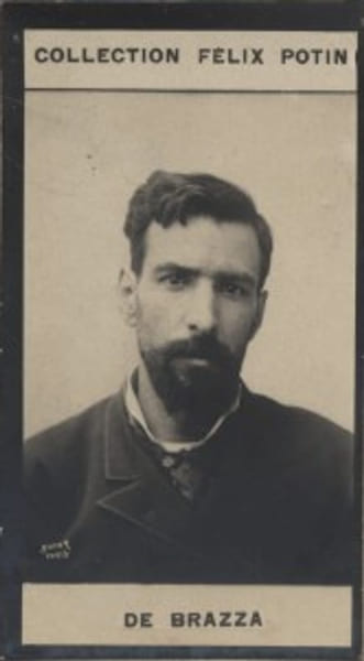 Photographie de la collection F&eacute;lix Potin (4 x 7,5 cm) repr&eacute;sentant : Savorgnan de Brazza, explorateur.. BRAZZA (Pierre-Savorgnan de) Photo Boyer.