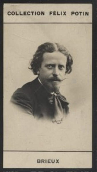 Photographie de la collection F&eacute;lix Potin (4 x 7,5 cm) repr&eacute;sentant : Eug&egrave;ne Brieux, &eacute;crivain.. BRIEUX (Eug&egrave;ne) Photo Reutlinger.