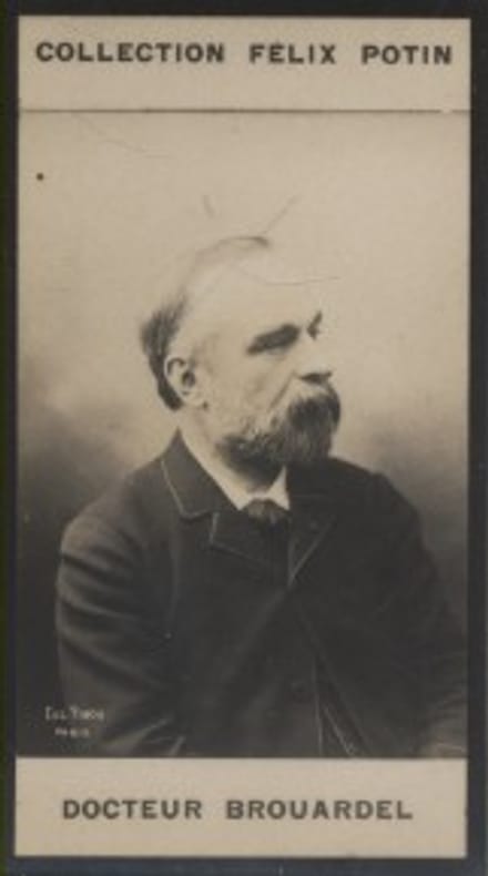 Photographie de la collection Félix Potin (4 x 7,5 cm) représentant : Docteur Paul Brouardel.. BROUARDEL (Docteur) Photo Eugène Pirou.