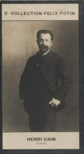 Photographie de la collection F&eacute;lix Potin (4 x 7,5 cm) repr&eacute;sentant : Henri Cain, peintre et auteur dramatique.. CAIN (Henri) - (Photo de la 2e ...