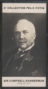 Photographie de la collection F&eacute;lix Potin (4 x 7,5 cm) repr&eacute;sentant : Sir Henry Campbell-Bannermann, homme politique anglais.. CAMPBELL-BANNERMANN ...