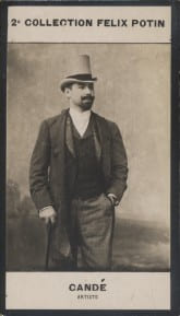Photographie de la collection F&eacute;lix Potin (4 x 7,5 cm) repr&eacute;sentant : Cand&eacute;, artiste.. CANDE (Com&eacute;dien) - (Photo de la 2e collection F&eacute;lix Potin) 