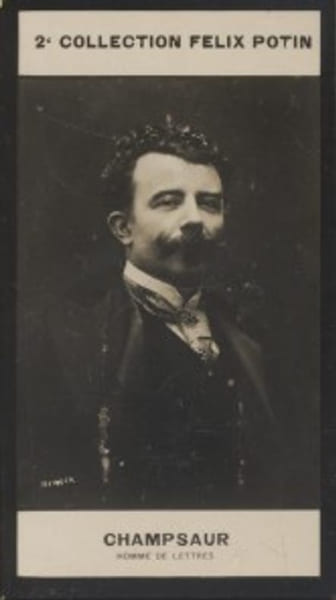 Photographie de la collection F&eacute;lix Potin (4 x 7,5 cm) repr&eacute;sentant : F&eacute;licien Champsaur, homme de lettres.. CHAMPSAUR (F&eacute;licien) - (Photo de la 2e ...