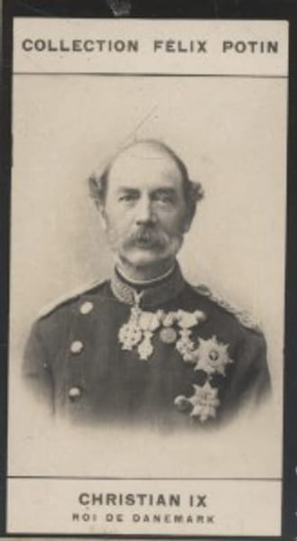 Photographie de la collection F&eacute;lix Potin (4 x 7,5 cm) repr&eacute;sentant : Christian IX - Roi de Danemark.. CHRISTIAN IX - Roi de Danemark 