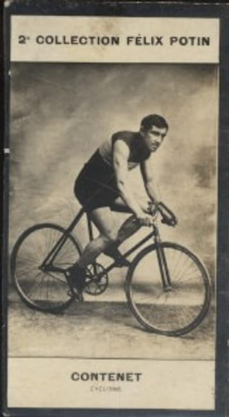 Photographie de la collection F&eacute;lix Potin (4 x 7,5 cm) repr&eacute;sentant : Georges Contenet, coureur cycliste.. CONTENET (Georges) - (Photo de la 2e ...