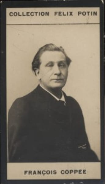 Photographie de la collection F&eacute;lix Potin (4 x 7,5 cm) repr&eacute;sentant : Fran&ccedil;ois Copp&eacute;e, homme de lettres.. COPPEE (Fran&ccedil;ois) Photo Pierre Petit.