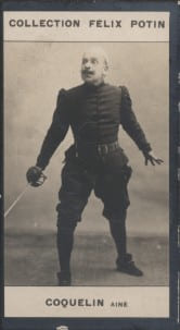 Photographie de la collection F&eacute;lix Potin (4 x 7,5 cm) repr&eacute;sentant : Constant Coquelin (Coquelin a&icirc;n&eacute;), com&eacute;dien.. COQUELIN (Constant) 