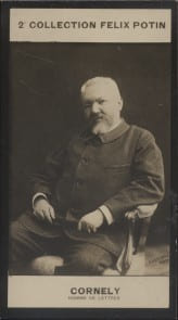 Photographie de la collection F&eacute;lix Potin (4 x 7,5 cm) repr&eacute;sentant : Jean-Joseph Corn&eacute;ly, journaliste.. CORNELY (Jean-Joseph) - (Photo de la 2e ...