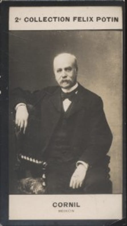 Photographie de la collection Félix Potin (4 x 7,5 cm) représentant : André-Victor Cornil, médecin et homme politique.. CORNIL (André-Victor) - (Photo ...