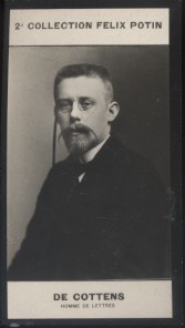 Photographie de la collection Félix Potin (4 x 7,5 cm) représentant : Victor de Cottens, homme de lettres. Journaliste et auteur dramatique.. COTTENS ...