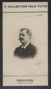Photographie de la collection Félix Potin (4 x 7,5 cm) représentant : Lucien Descaves, homme de lettres.. DESCAVES (Lucien) - (Photo de la 2e ...